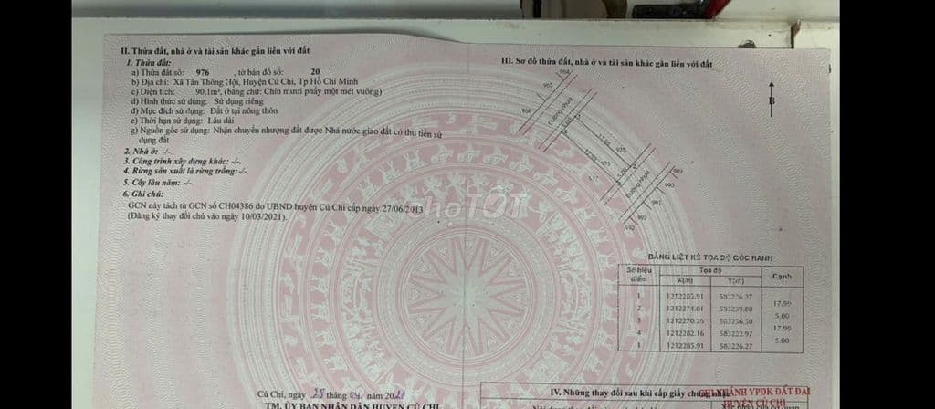 Bán đất full thổ cư 90m2 2 mặt tiền xã Tân Thông Hội Củ Chi Giá 2.5 tỷ