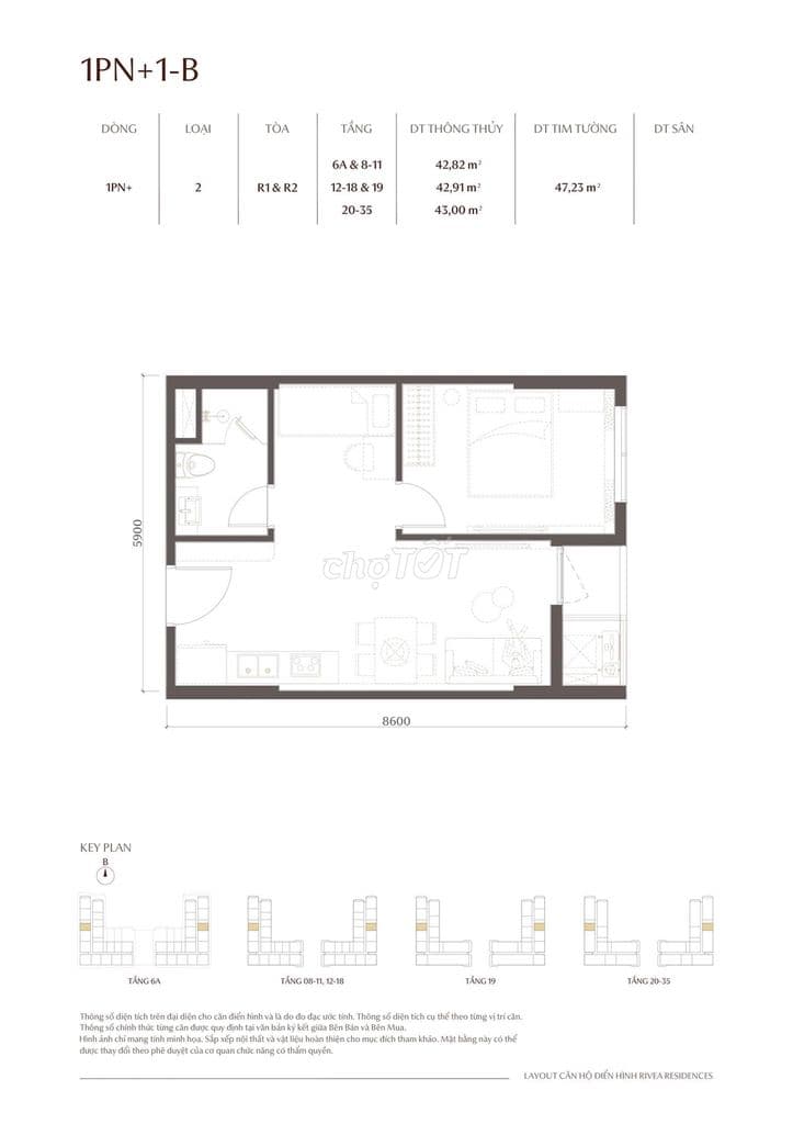 Căn 1PN+ 43m Rivea Vĩnh Hưng Hoàng Mai view sông Hồng 5,24 tỷ vốn 2 tỷ - Ảnh 2