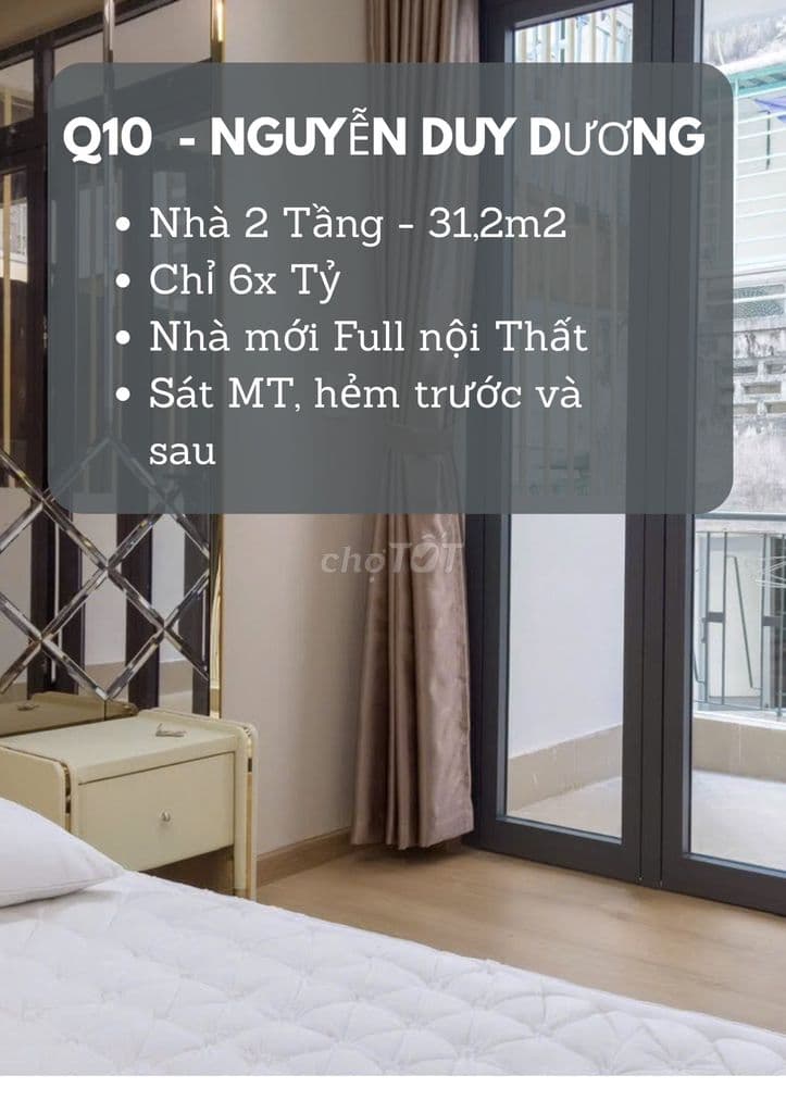 Q10 - Nguyễn Duy Dương - 2 Tầng 31.2m2 - Nhà Mới Full NT - Chỉ 6.xđ