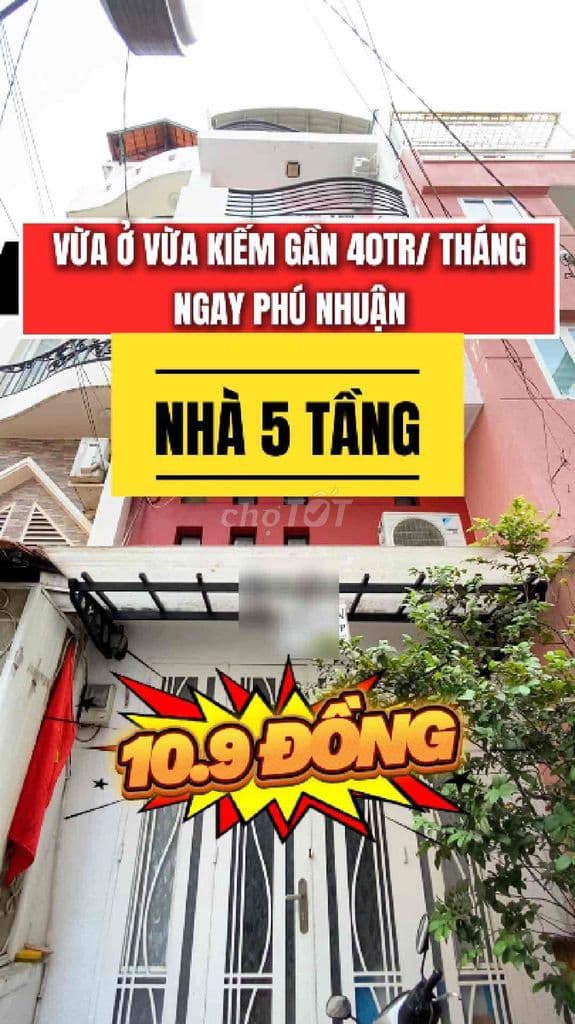 Nhà 5 tầng sát mặt tiền Trương Quốc Dung 47m2 5 phòng ngủ full nội thấ