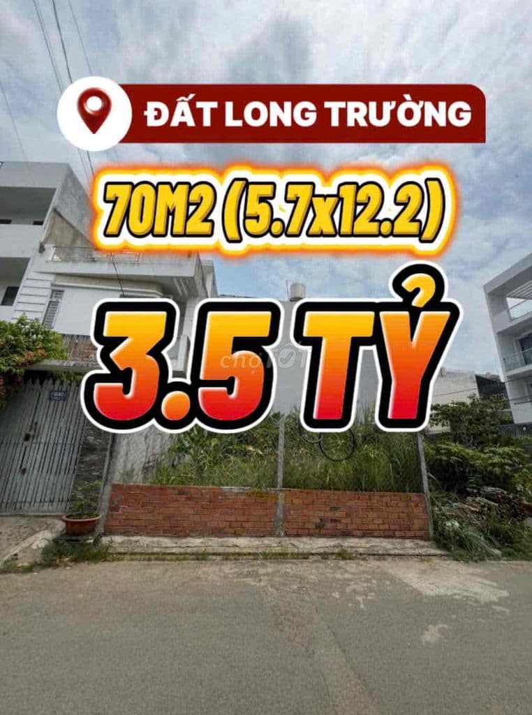 NGỘP - ĐẤT LONG TRƯỜNG 70M2 ngang 5.7m đường 8m chỉ 3.49 tỷ