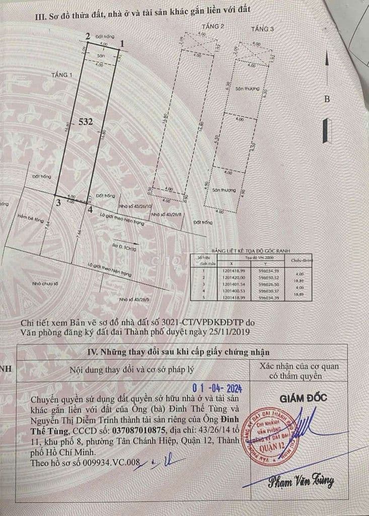 Chính chủ bán nhà 43/26/14 Trần thih Năm P trung mỹ tây tphcm