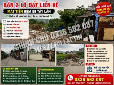 🔥 CHÍNH CHỦ BÁN 2 LÔ ĐẤT LIỀN KỀ – MẶT TIỀN HẺM 59 TÂY LÂN 🔥 - Ảnh 3