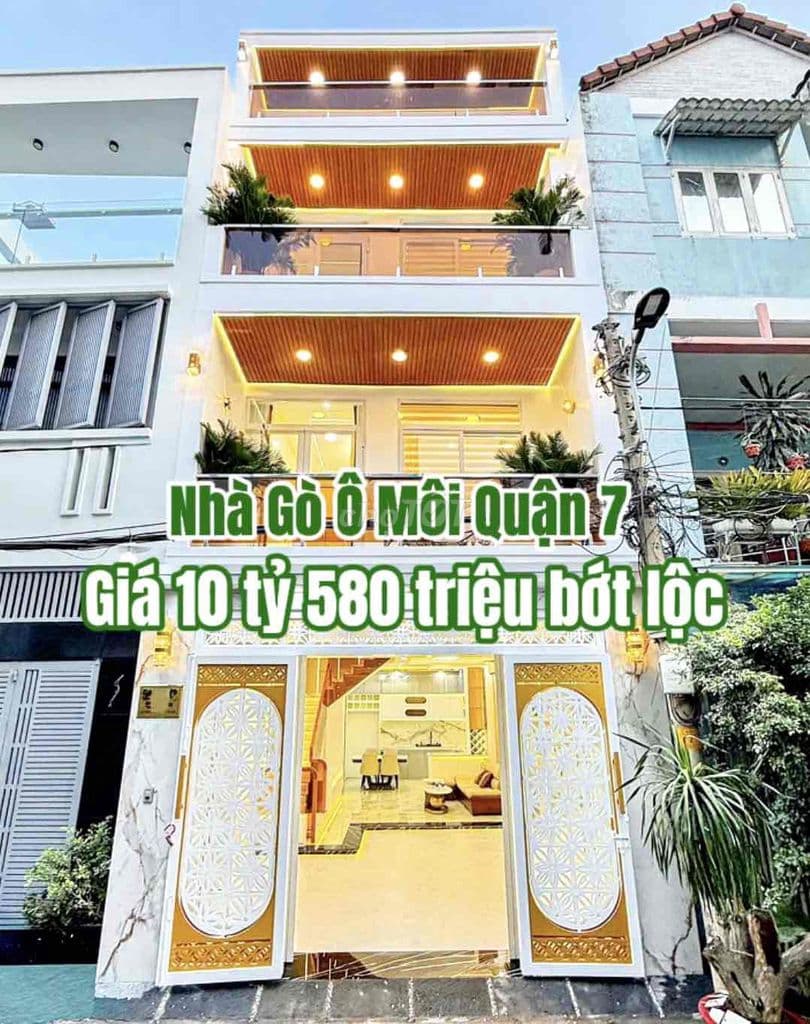 CHÍNH CHỦ BÁN NHÀ ĐƯỜNG HXH GÒ Ô MÔI QUẬN 7 DT 5X12M GIÁ 10 TỶ 580TR