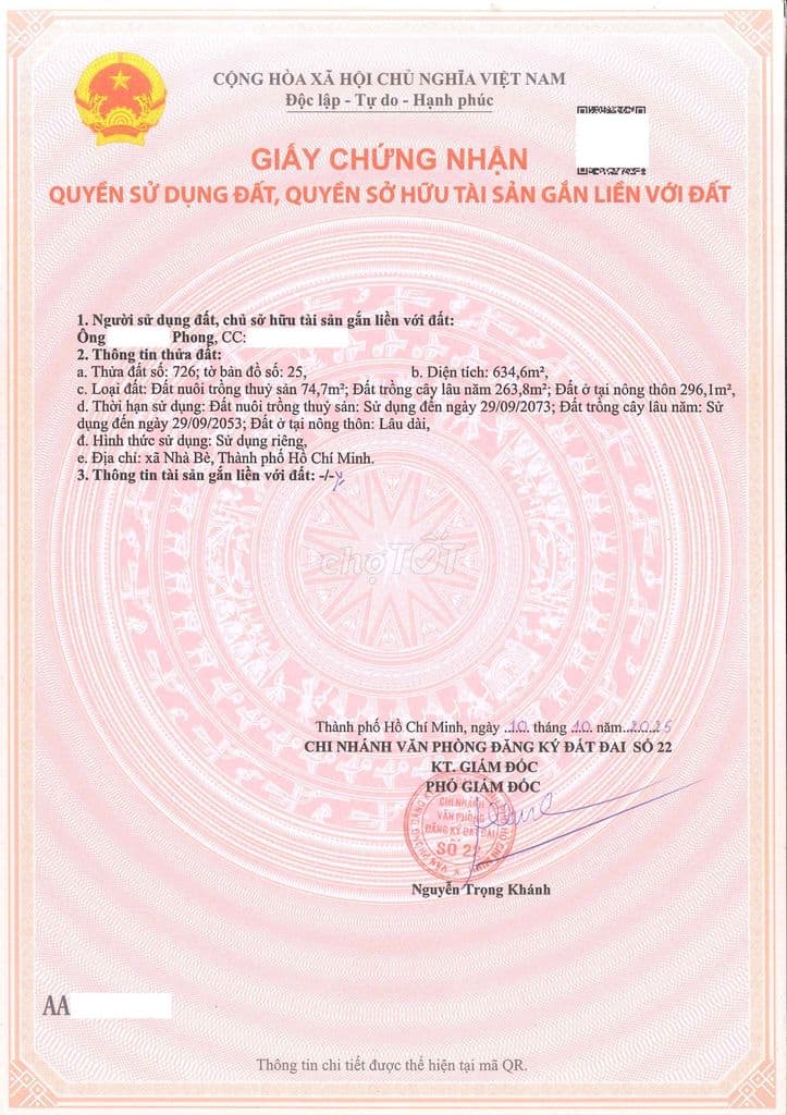 634m thổ cư, hẻm xe hơi, Nguyễn Bình, Xã Nhà Bè