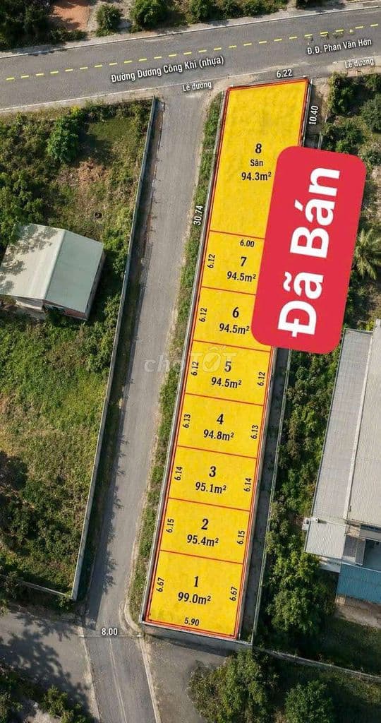 Đất 6,15x15m, Sổ 95m2 Hẻm 5m 1/30m Đg Dương Công Khi Gần Phan Văn Hớn