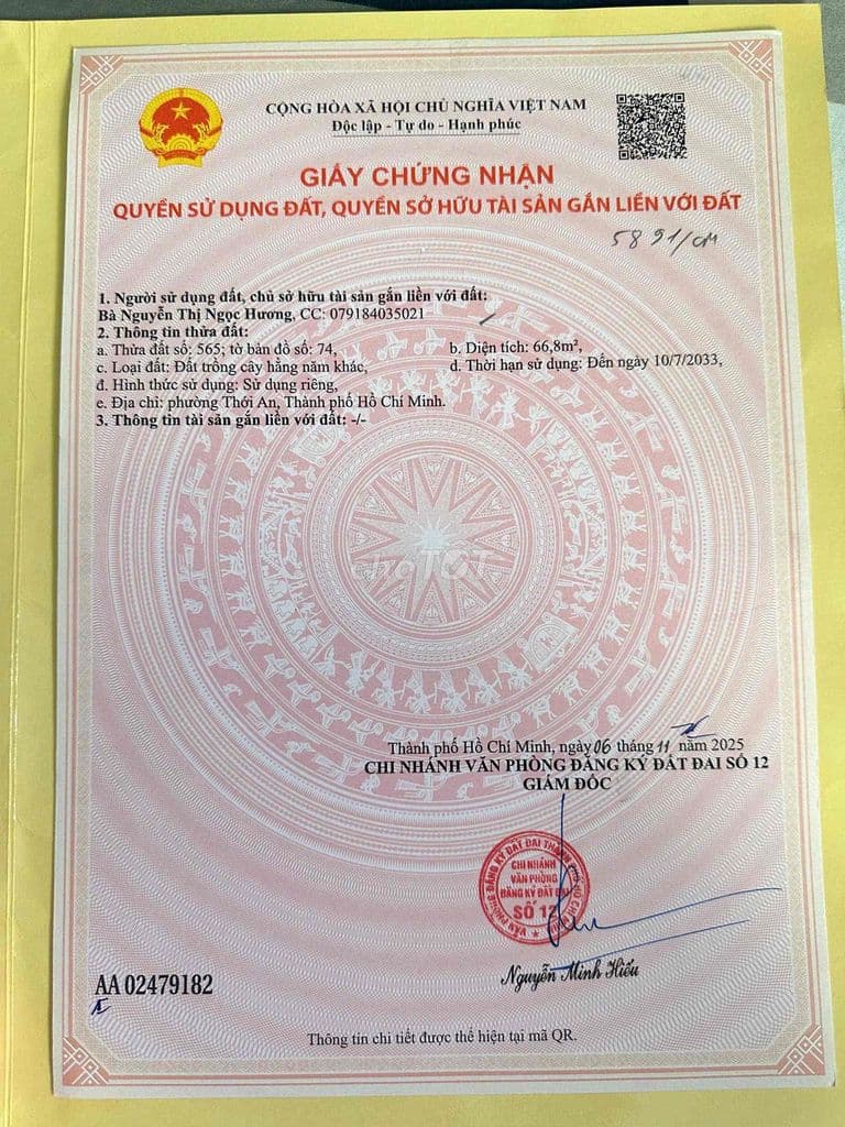 bán đất thạnh xuân 25, sổ riêng. đất nông nghiệp - Ảnh 3