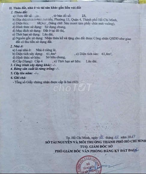Mua bán nhà quận 4, 69m2 đất, ngang hơn 4m, hẻm thông gần mặt tiền.