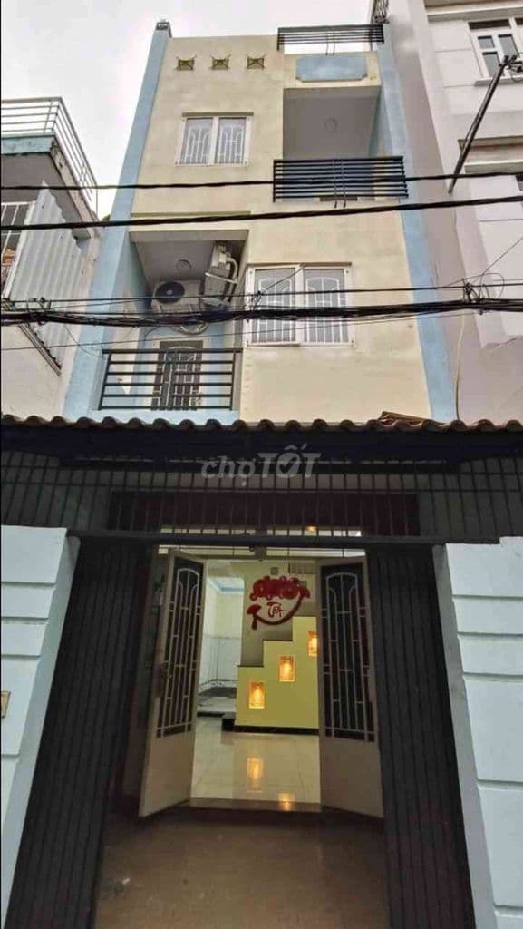 HẺM 4M - GẦN BÀ CHIỂU - 4 TẦNG BTCT - 52M2 - 4PN - SỔ VUÔNG -