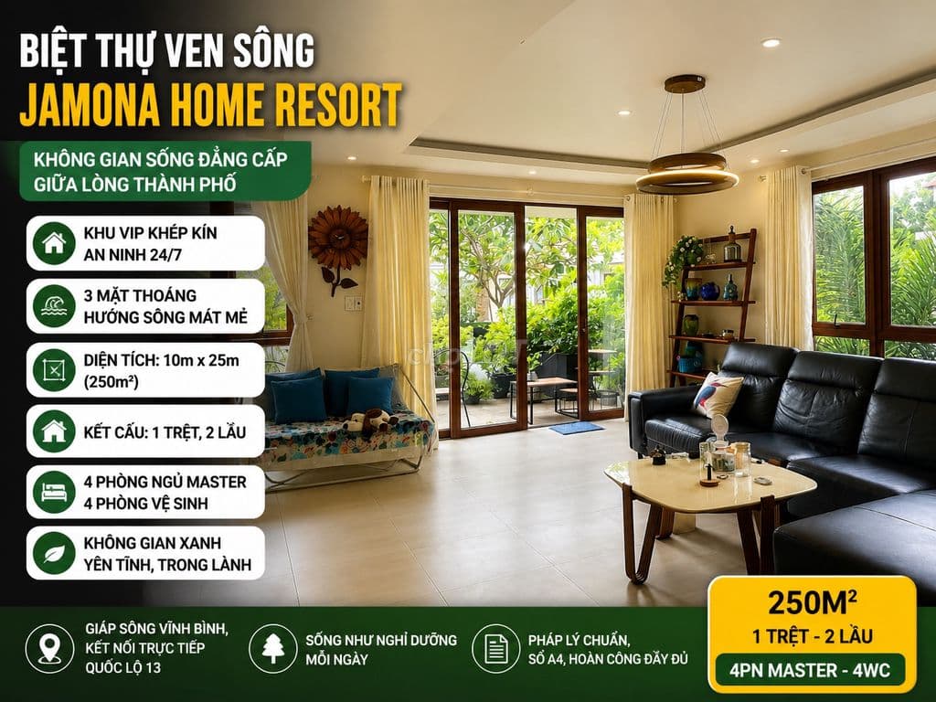 BIẾT THỰ VEN SÔNG 250M2 - SỐ A4 - PHÁP LÝ CHUẨN - 3 MẶT THOÁNG