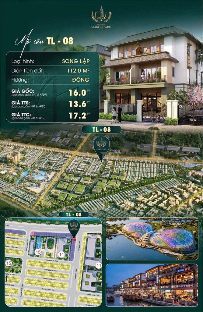 Bán căn biệt thự vinhomes sài gòn park 112m2 đất giá 13.2ty