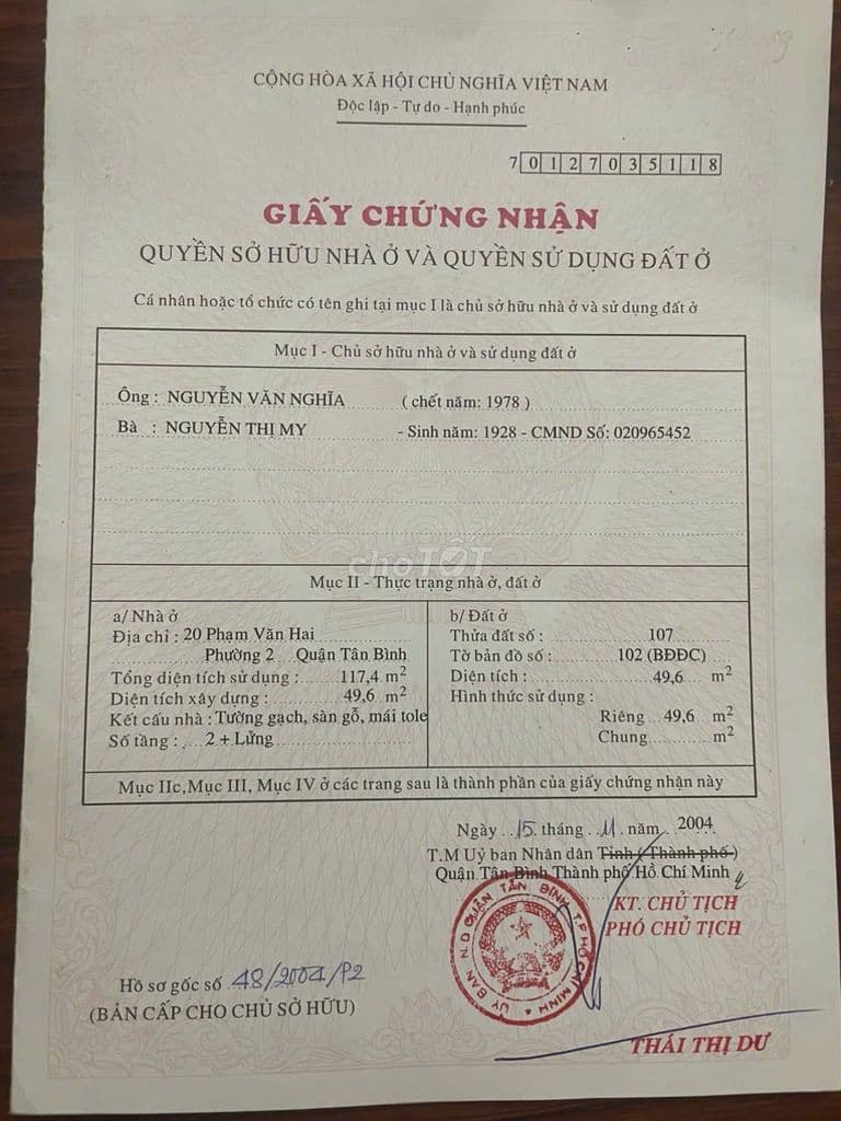 BÁN NHÀ MẶT TIỀN PHẠM VĂN HAI