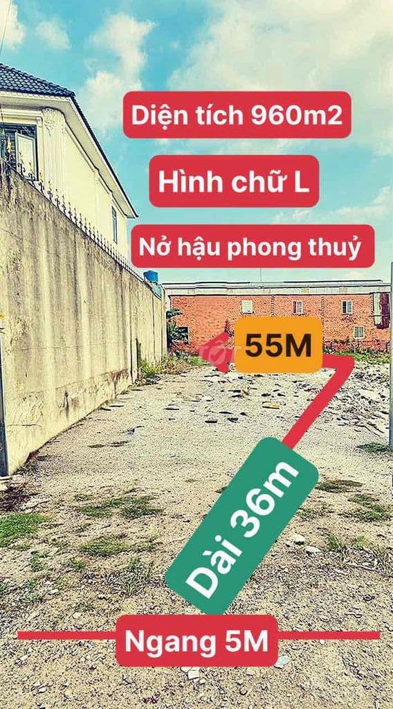 Bán Đất Mặt Tiền Đông Thạnh -960M2 ( 5 / 55 x 36m) - Đường 12M - 7,95T