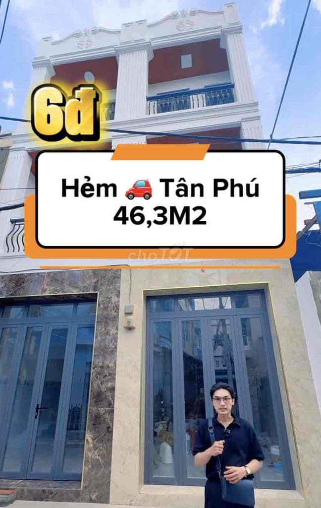 Mặt tiền hẻm xe hơi Tân Phú - Đối diện công viên - 1 trệt 2 lầu