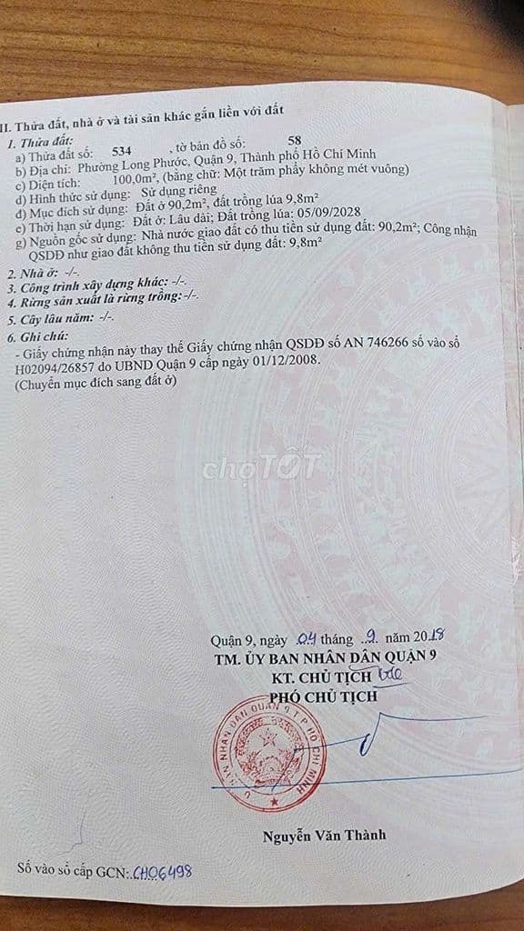 Đất 5 ×20m Hẻm 316 Đường Long Phước. - Ảnh 3