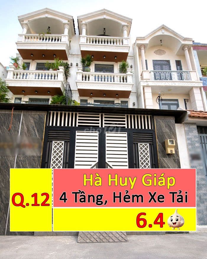 Nhà 4 tầng đường Hà Huy Giáp, Quận 12, 74m² (4.6x16), hẻm xe tải