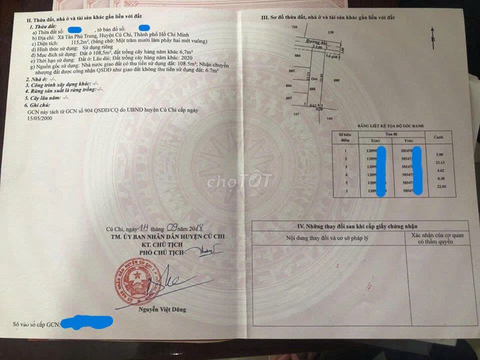 Đất 115m2 giá 1,3 tỷ đường Giồng Cát Tân Phú Trung Củ chi sổ riêng - Ảnh 3