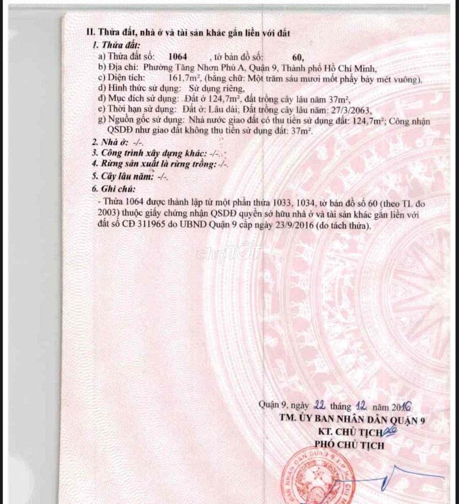 BÁN ĐẤT ĐẸP KHU TĂNG NHƠN PHÚ - Ảnh 2