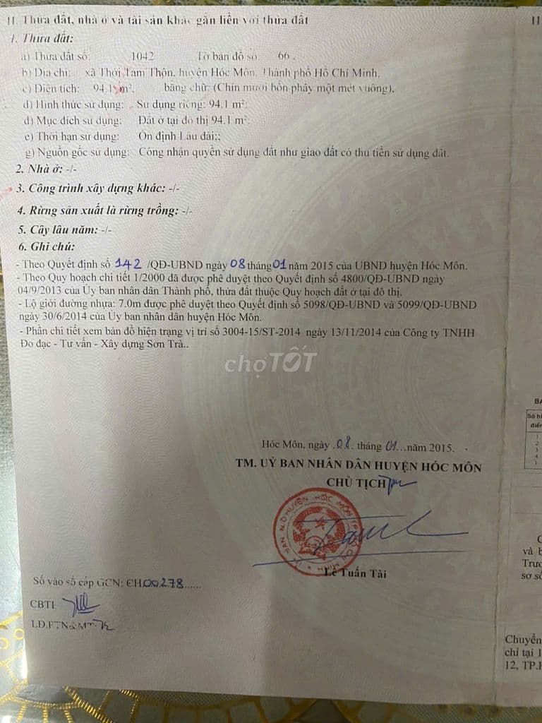 Đất 5x19 đường nhựa 7m hai xẹc Thới Tam Thôn 6 - Ảnh 3