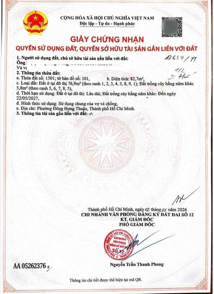 Bán lô đất 2mt chữ L 82.7m2, HXH, Tân Hưng Thuận, Q12. 4ty - Ảnh 2