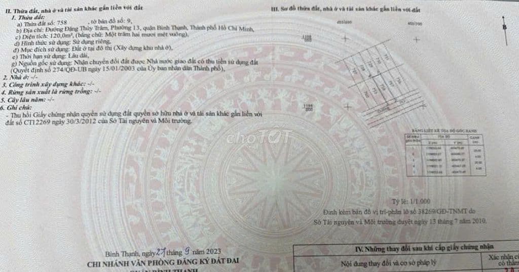 BÁN GẤP 2 Lô đất 6*20m, Đường Đặng Thùy Trâm rộng 12m, gần ĐH Văn Lang