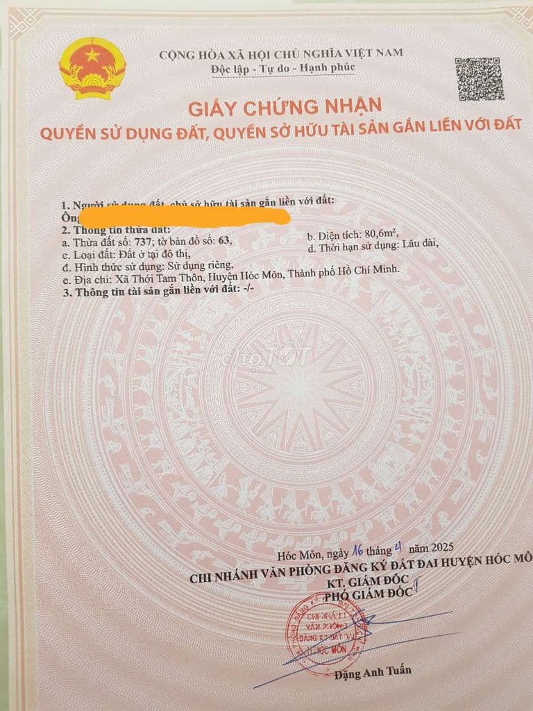 Đất thổ cư Thới Tam Thôn