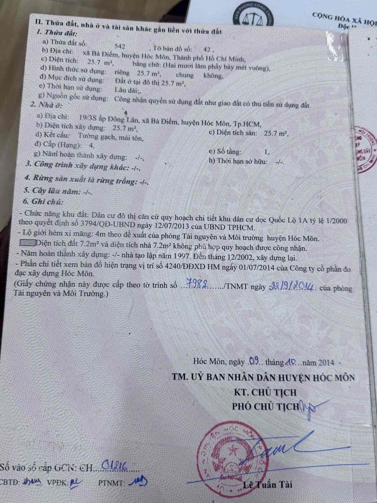 CĂN NHÀ SỔ HỒNG RIÊNG GIÁ THẬT 1 TỶ 990 XÃ BÀ ĐIỂM - Ảnh 2