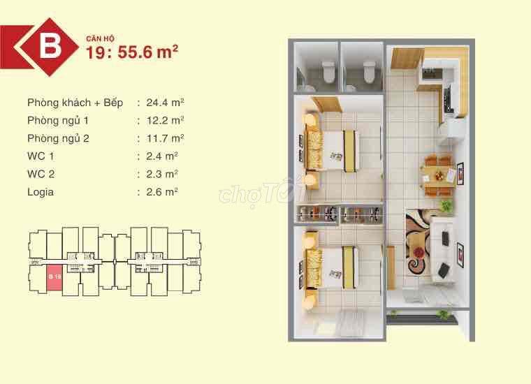 bán căn hộ 8x thai an phan huy ich 2 phong ngủ - Ảnh 2