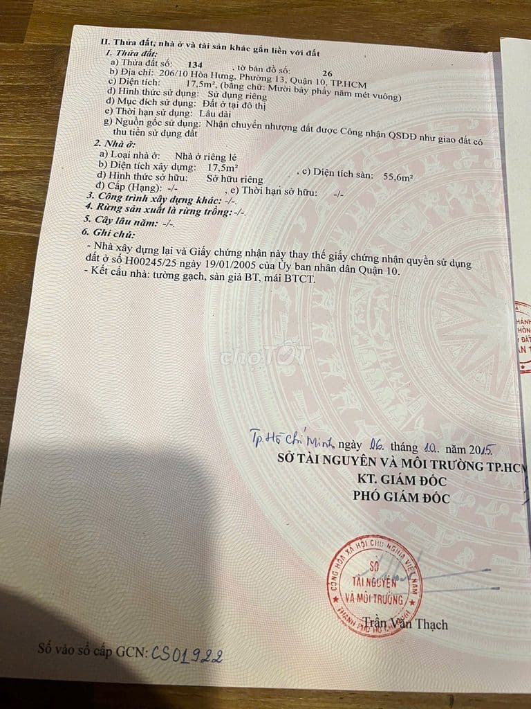 Bán nhà 206/10 Hòa Hưng Q10, trệt 3 lầu ST, 3PN, giá 4.8 tỷ TL