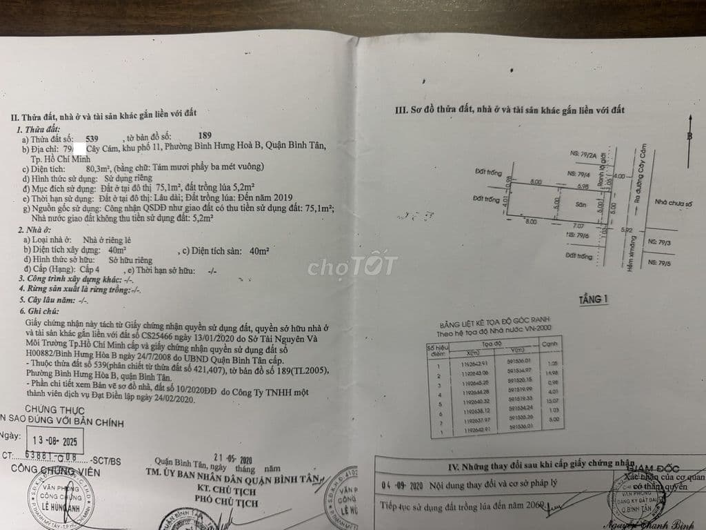 Bán nhà hẻm 79 cây cám