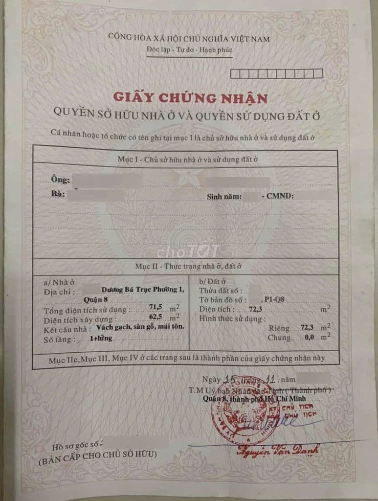 Bán nhà cũ 72,3m2 Dương Bá Trạc gần Cầu Xáng. Hẻm 3,5m gần mặt tiền