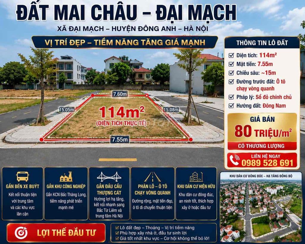 🔥 BÁN ĐẤT ĐẸP THÔN MAI CHÂU – XÃ ĐẠI MẠCH, ĐÔNG ANH – CƠ HỘI ĐẦU TƯ ĐÓ