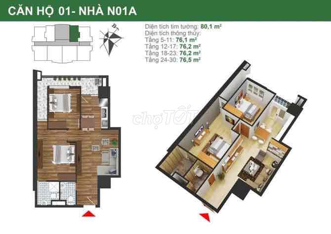 Chung Cư Quân Đội K35 Tân Mai - 77m² - 2PN - sát Hồ Đền Lừ - 6.9tỷ - Ảnh 2