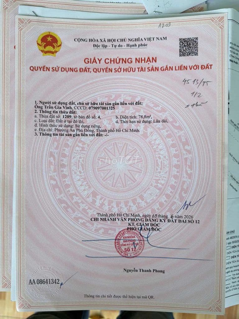 ĐẤT MẶT TIỀN THẠNH LỘC 48, DT: 79m2 THỔ CƯ, CHỈ 4.65 TỶ