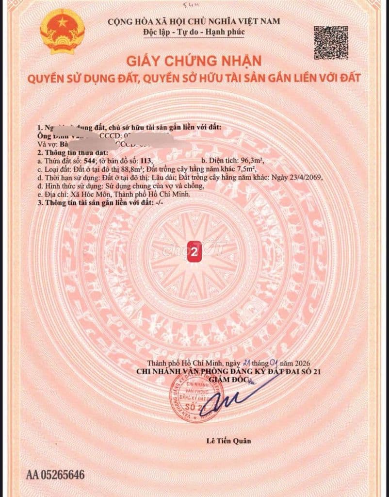 Đất 5 x 20m (96,3m2) hẻm thông ôtô tránh,Xã Tân Xuân - Giáp Quận 12 - Ảnh 2