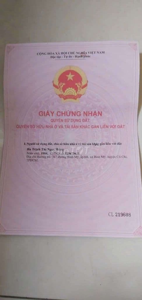 Đất thổ cư xã bình mỹ, củ chi