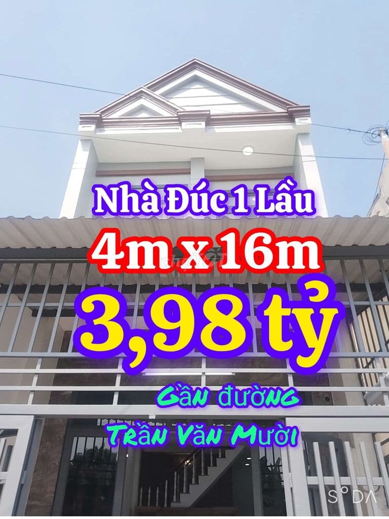 BÁN NHÀ ĐÚC 1 LẦU 4M X 16M GẦN ỦY BAN XÃ XUÂN THỚI ĐÔNG
