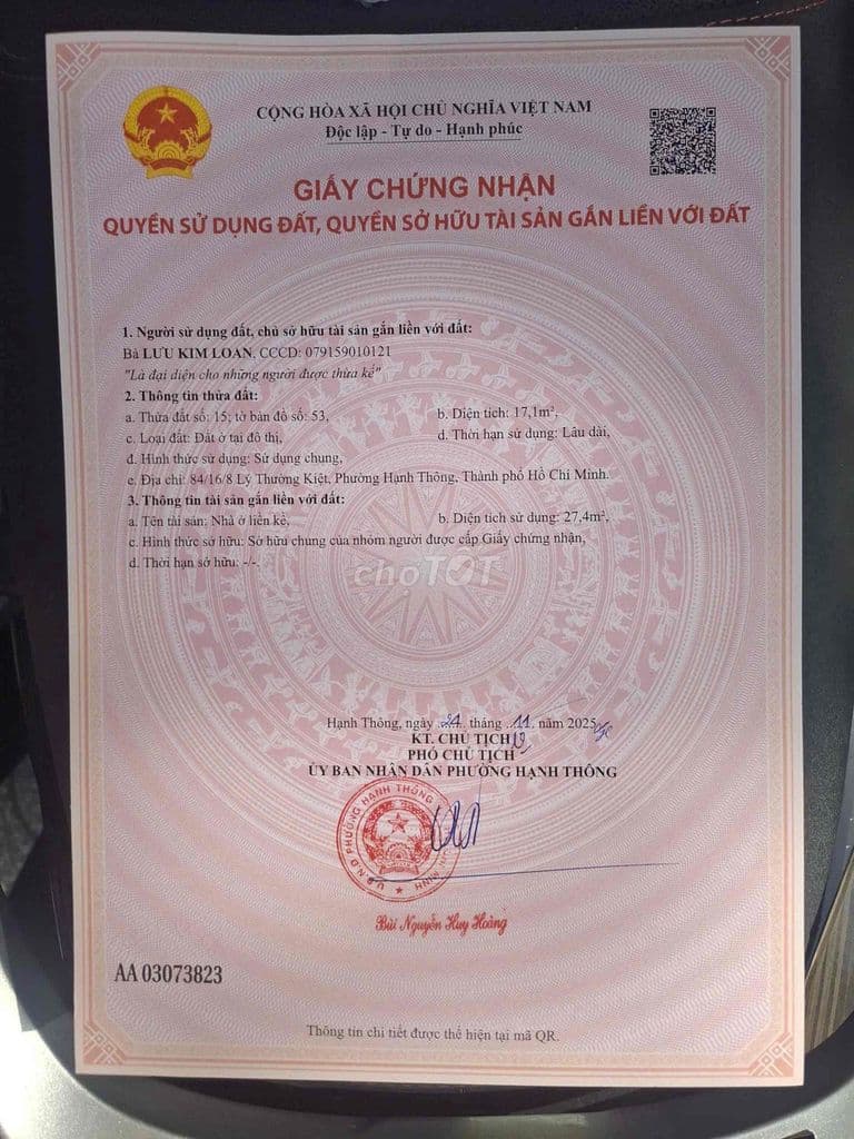 bán nhà chinh chủ lý thường kiet gv 2.6 tỉ