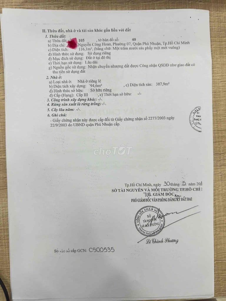 BÁN NHÀ , Đường Nguyễn Công Hoan, Q. Phú Nhuận