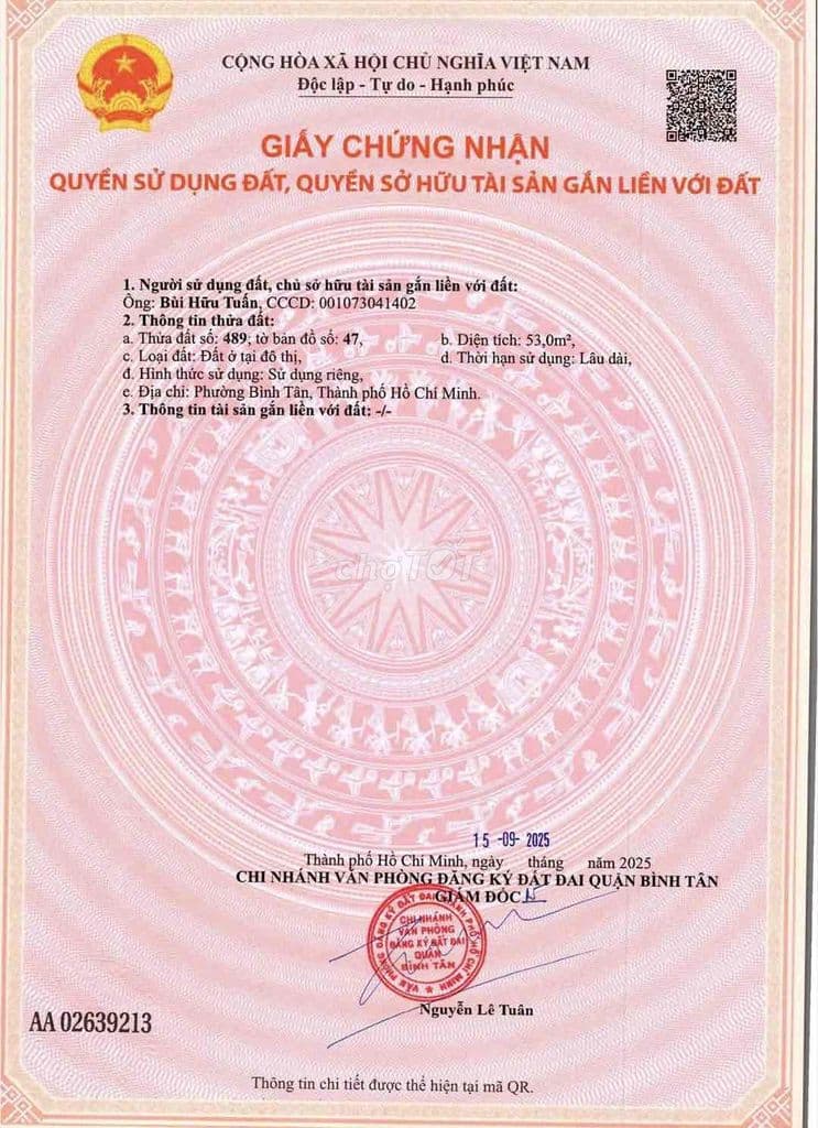 Bán Đất 399/12/26 Bình Thành,Bình Tân, 4-14M2 Đường 6M Phân Lô 3.25ty - Ảnh 3