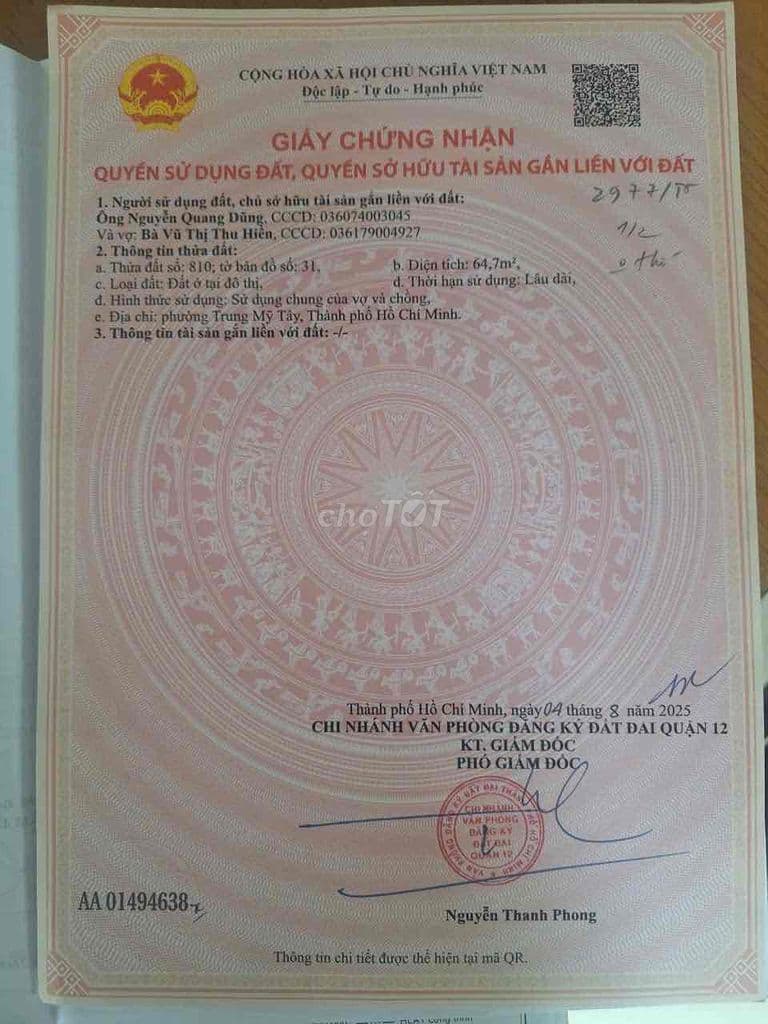 🏡 Bán đất Trung Mỹ Tây Q12 – Hẻm xe hơi tận nơi – Giá rẻ 3,9 tỷ 📍 Vị t