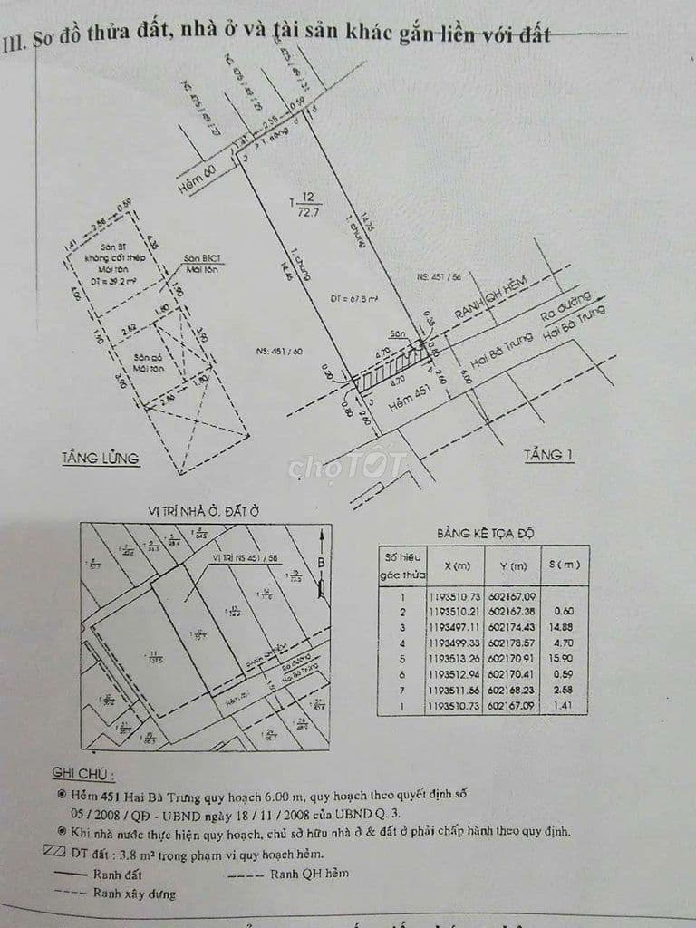 Hẻm xe hơi 5m Hai Bà Trưng Q3 DT( 4.7 x 16m) nở hậu cn 70m - Ảnh 3