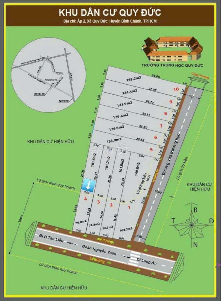 Chính Chủ Cần Bán Nền Ngay Trường Cấp 2 Qui Đức _ Giá Tốt _ Vị Trí Đẹp