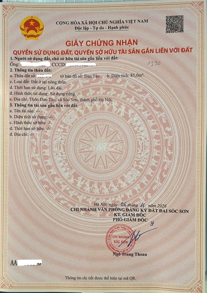 Bán đất tại Đan Tảo, xã Tân Minh, Sóc Sơn, TP Hà Nội