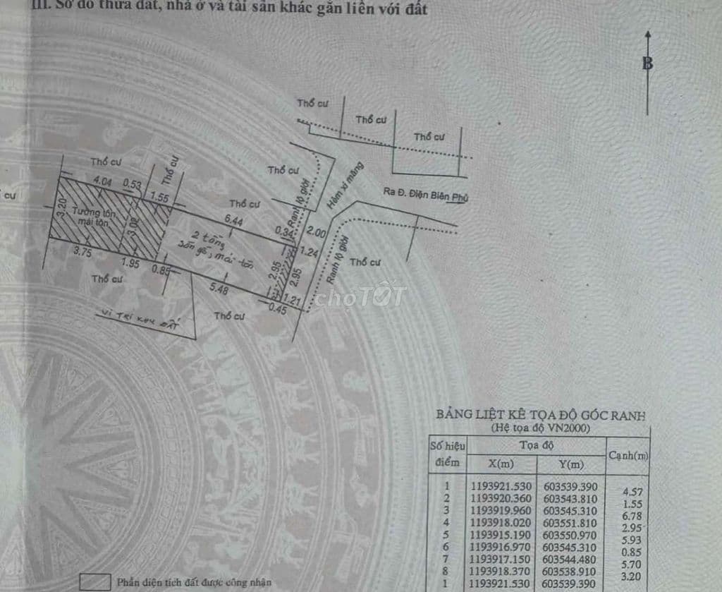 S sổ=19m2,S thực tế 38m2,Giá 3.4tỷ(tl),1 mặtRạchXuyênTâm+Điện Biên Phủ