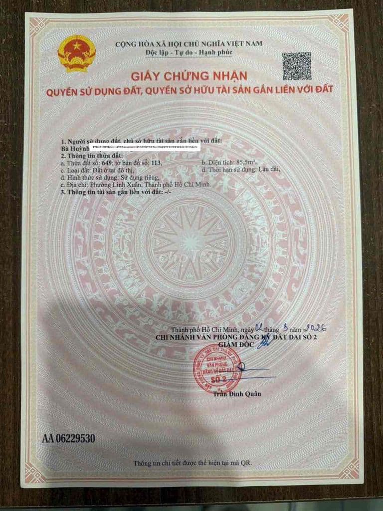 bán lô đất Linh Xuân Thủ Đức đường nhựa 6 m thông - Ảnh 2