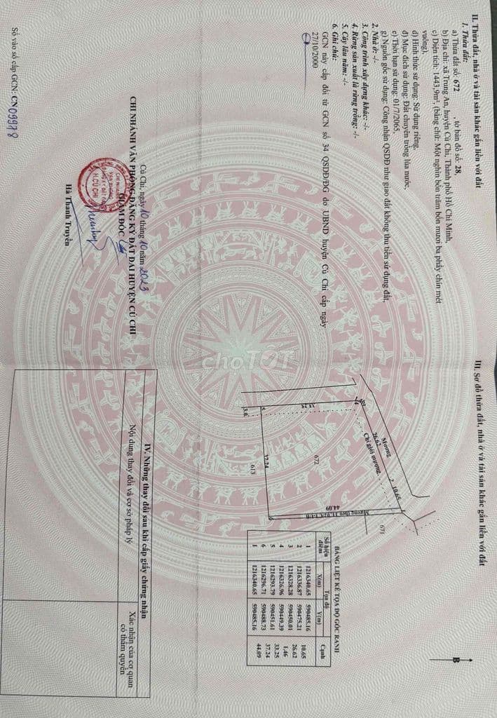 Bán đất đường Bầu Trâm, huyện Củ Chi, giá 970 ngàn/m2, dt: 1443,9 m2
