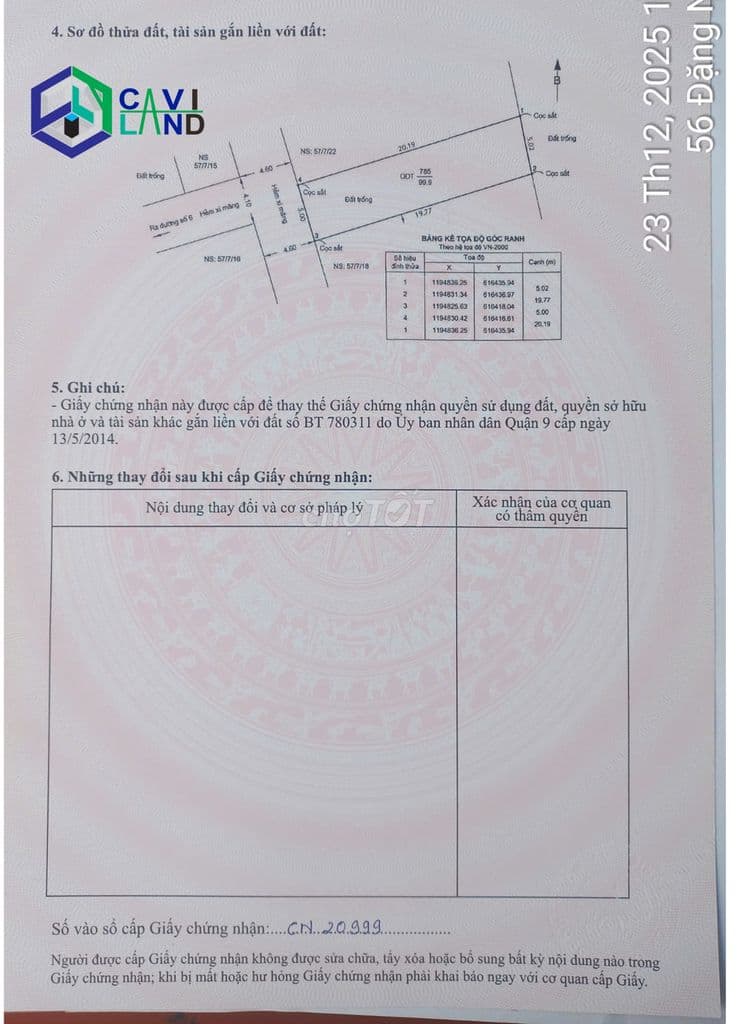 Bán đất tại 7/57, đường Số 6, quận 9, giá cực chất 4,55 tỷ, 100m2