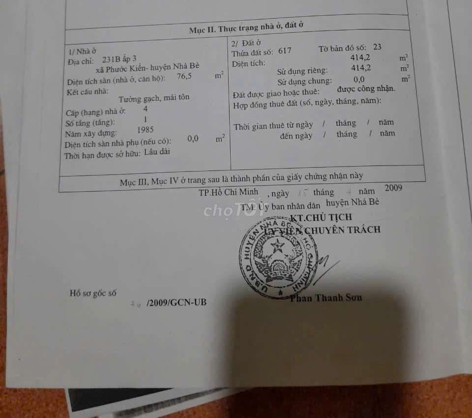 Bán 414.2 m2 đất thổ cư Phước Kiển, Nhà Bè - Ảnh 2