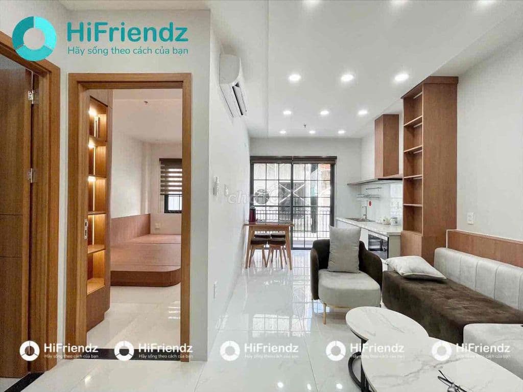 Chdv 1 phòng ngủ ban công - mới 100% - nội thất gỗ hiện đại